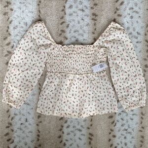 Old Navy Floral Cream Kids Top NWT